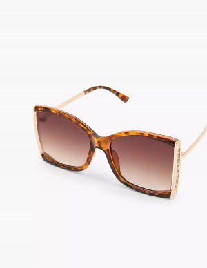 Dámské Sluneční Brýle Lane Bryant Tortoiseshell Print With Goldtone Hinge Square Hnědé | KIT135XE