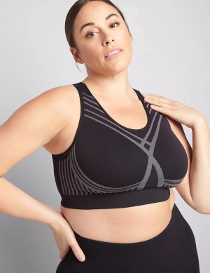 Dámské Sportovní Podprsenka Lane Bryant LIVI Wireless Medium-Impact Seamless Černé | HWH4125FP