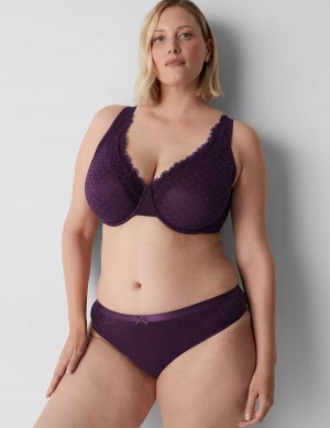 Dámské Tanga Kalhotky Lane Bryant Cotton With Lace Waist Fialové | OPG6269FU