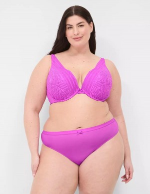 Dámské Tanga Kalhotky Lane Bryant No-Show With Lace Back Světle Fialové | MZU7768PH