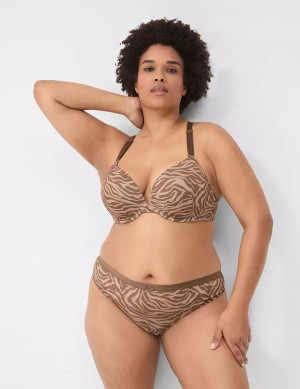 Dámské Tanga Kalhotky Lane Bryant No-Show With Lace Back Tmavě Šedé Hnědé | AWA5311ZU