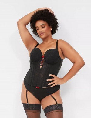 Dámské Tanga Kalhotky Lane Bryant Red Hardware Garter Černé | VBZ7852SL