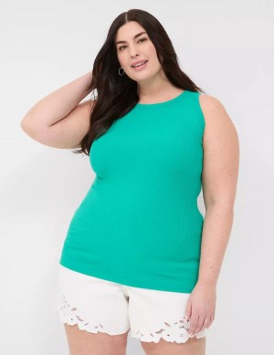 Dámské Tílko Lane Bryant Fitted High-Neck Rib Světle Tyrkysové | CZN2377YA