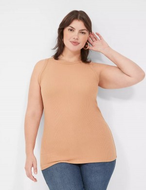 Dámské Tílko Lane Bryant Fitted High-Neck Rib Hnědé | KMJ1917YZ