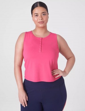 Dámské Tílko Lane Bryant LIVI Crop Snap-Up Wicking Fuchsie Růžové | XBA1487GP