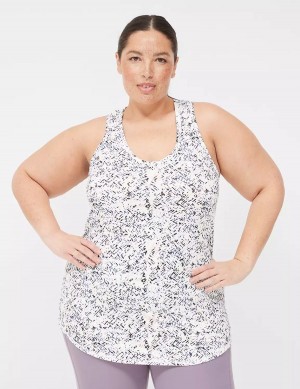 Dámské Tílko Lane Bryant LIVI Scoop-Neck Wicking Racerback Bílé Černé | FBI5446PU