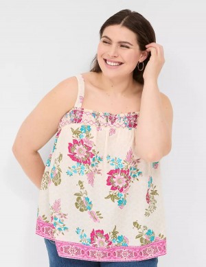 Dámské Tílko Lane Bryant Relaxed Smocked Square-Neck Růžové Viacfarebný | JXJ113QE