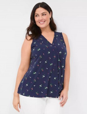 Dámské Tílko Lane Bryant Sleeveless Pleat-Front Top Tmavě Blankyt Viacfarebný | XMH1487DX