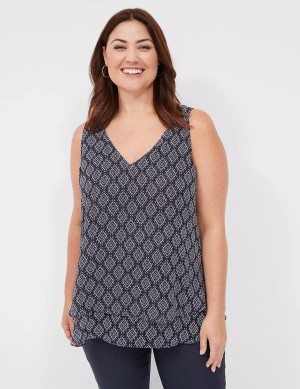 Dámské Tílko Lane Bryant Swing Double-Layer Chiffon Tmavě Blankyt | NDK3357RU