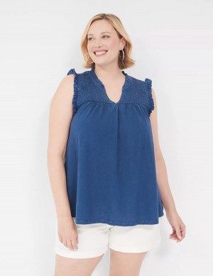 Dámské Tílko Lane Bryant Swing Ruffle Notch-Neck Blankyt | TRK1979YP