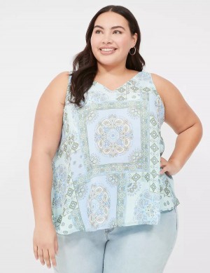 Dámské Tílko Lane Bryant Swing V-Neck Single-Layer Chiffon Blankyt | BON8047TT