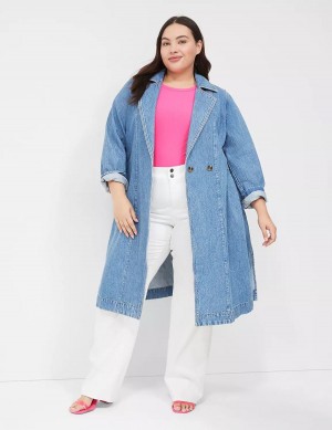 Dámské Trenčkot Lane Bryant Denimed Trench Blankyt | DAM255TR