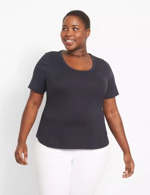 Dámské Tričko Lane Bryant Classic Perfect Sleeve Scoop-Neck Tee Blankyt | TBM2875ES