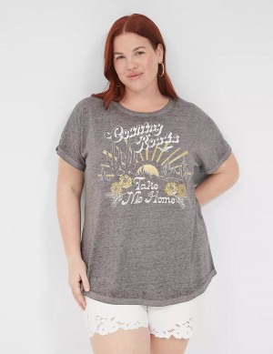 Dámské Tričko Lane Bryant Country Roads Take Me Home Graphic Tee Šedé | JDP6747ZP