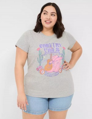 Dámské Tričko Lane Bryant Country Vibes Graphic Tee Světle Šedé | TSB7581QB