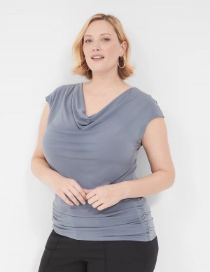 Dámské Tričko Lane Bryant Cowlneck Shirred-Side Top Šedé | DYS3790DE