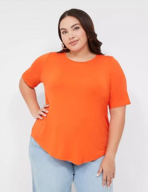 Dámské Tričko Lane Bryant Curved-Hem Perfect Sleeve Tee Světle Červené | ZKK8663XC