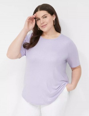 Dámské Tričko Lane Bryant Curved-Hem Perfect Sleeve Tee Fialové | RVG5884JO