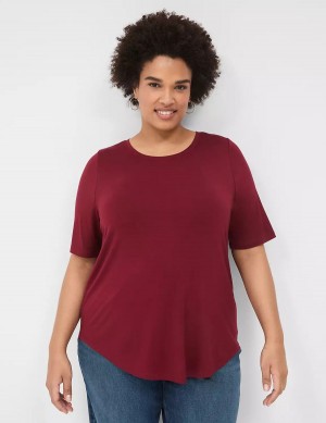 Dámské Tričko Lane Bryant Curved-Hem Perfect Sleeve Tee Tmavě Červené | BZX7232XF