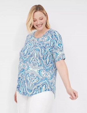 Dámské Tričko Lane Bryant Curved-Hem Perfect Sleeve Tee Blankyt | VYR9310QK