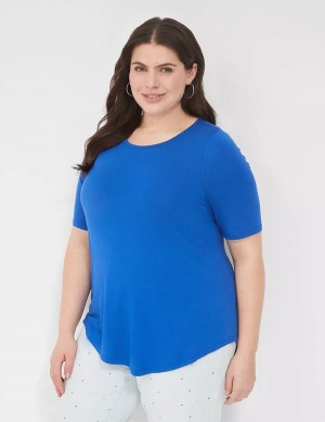 Dámské Tričko Lane Bryant Curved-Hem Perfect Sleeve Tee Blankyt | DQN9766UP