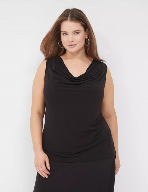 Dámské Tričko Lane Bryant Drape-Neck Shell Černé | KOV8058HP