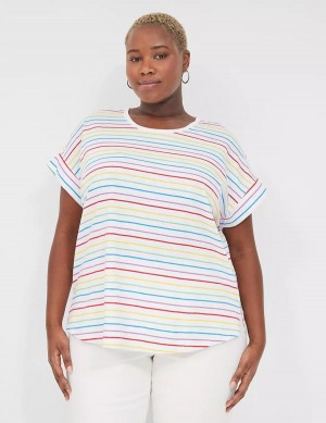 Dámské Tričko Lane Bryant Easy Roll-Sleeve Tee Proužek | EZG9784HR