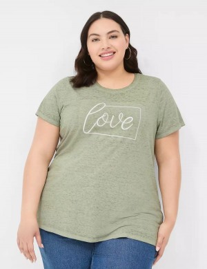 Dámské Tričko Lane Bryant Love Graphic Tee Olivy Zelené Zelene | YMG1318OG