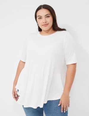 Dámské Tričko Lane Bryant Max Swing Perfect Sleeve Crew-Neck Tee Bílé | EOW3320EP