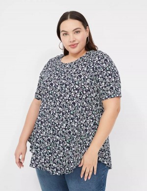 Dámské Tričko Lane Bryant Max Swing Perfect Sleeve Crew-Neck Tee Tmavě Blankyt Zelene | PXC2990TI