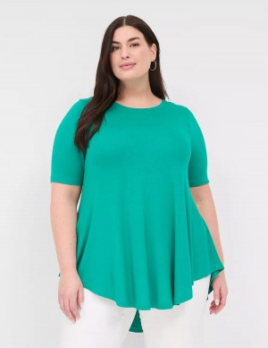 Dámské Tričko Lane Bryant Max Swing Perfect Sleeve Crew-Neck Tee Světle Tyrkysové | UPU1480LG