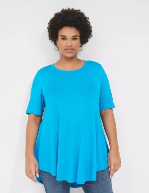 Dámské Tričko Lane Bryant Max Swing Perfect Sleeve Crew-Neck Tee Blankyt | GQF9752DJ