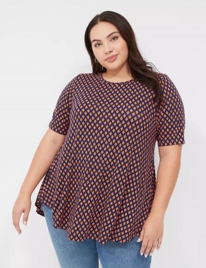 Dámské Tričko Lane Bryant Max Swing Perfect Sleeve Crew-Neck Tee Káva | COR3367EG