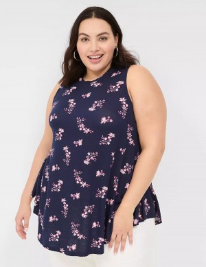 Dámské Tričko Lane Bryant Max Swing Sleeveless High-Neck Tunic Růžové Tmavě Blankyt | GBQ2569SW