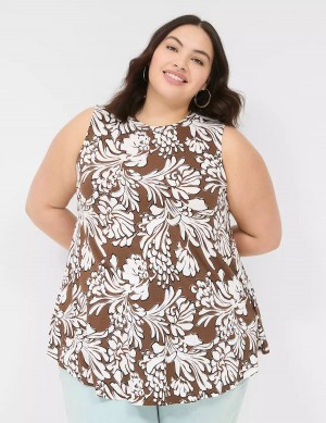 Dámské Tričko Lane Bryant Max Swing Sleeveless High-Neck Tunic Hnědé | ISN7256PM