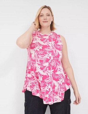 Dámské Tričko Lane Bryant Max Swing Sleeveless High-Neck Tunic Růžové Bílé | NGK7769AU