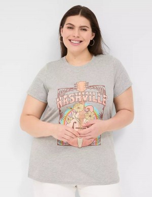 Dámské Tričko Lane Bryant Nashville Graphic Tee Světle Šedé | LAR5238ZT