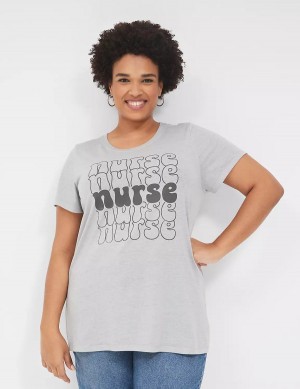 Dámské Tričko Lane Bryant Nurse Graphic Tee Šedé | BIZ6453XE