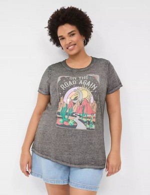 Dámské Tričko Lane Bryant On The Road Graphic Tee Šedé | ZPF2311AS