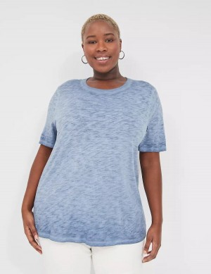 Dámské Tričko Lane Bryant Perfect Sleeve Crew-Neck Wash Tee Blankyt | BAX1854JO