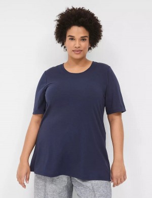 Dámské Tričko Lane Bryant Perfect Sleeve Crew-Neck Tee Blankyt | DKW5473SN