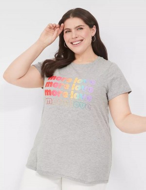 Dámské Tričko Lane Bryant Pride Embroidered More Love Graphic Tee Světle Šedé | KWU4412FH