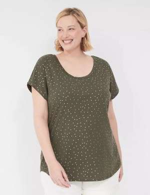 Dámské Tričko Lane Bryant Shimmer Foil Strappy-Back Tee Zelene | XMX7321IJ