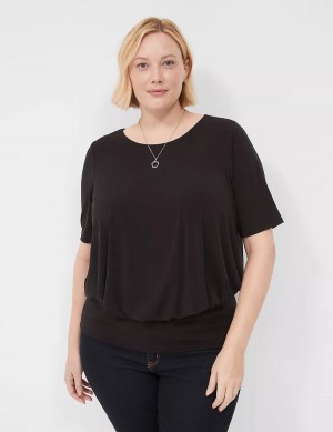 Dámské Tričko Lane Bryant Short-Sleeve Banded-Bottom Top Černé | JEQ2756UO