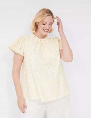 Dámské Tričko Lane Bryant Subtle Swing Cap-Sleeve Eyelet & Knit Top Žluté | XSB1239FO