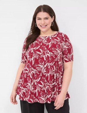 Dámské Tričko Lane Bryant Swing Boatneck Top Vínové | EYJ3753HA