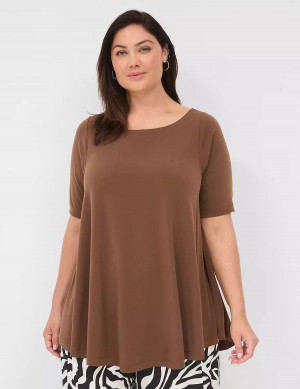 Dámské Tričko Lane Bryant Swing Boatneck Top Hnědé | WQP7143VA