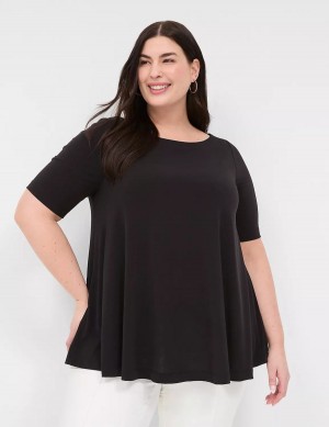 Dámské Tričko Lane Bryant Swing Boatneck Top Černé | LRB8727VA