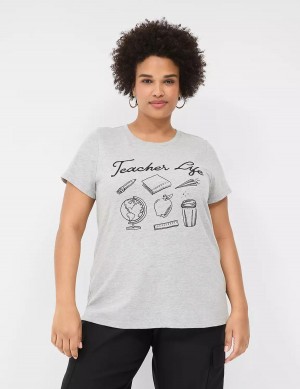 Dámské Tričko Lane Bryant Teacher Life Graphic Tee Světle Šedé | XAA941JA