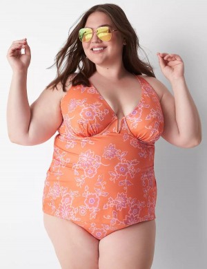 Dámské Vrchní díl Plavek Lane Bryant Underwire V-Wire Swim Tankini Růžové | RFF8471RW